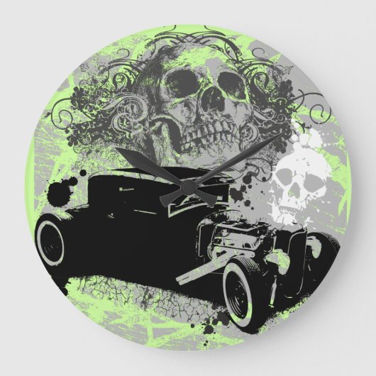 Rat Rod Skull Clock Grote Klok (Voorkant)