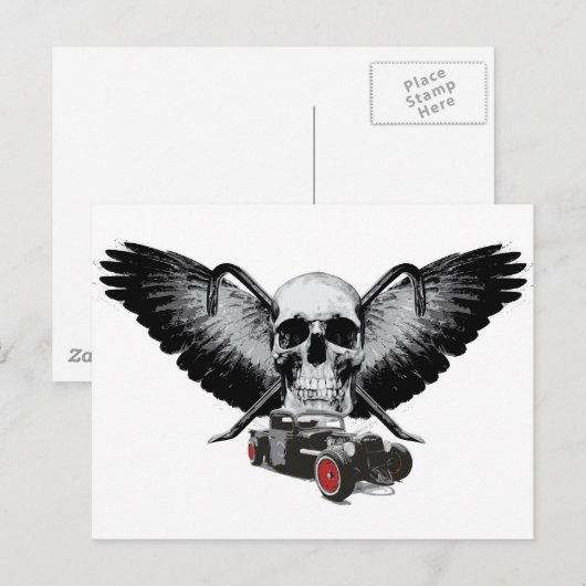 Rat Rod Skull & Crowbars Briefkaart (Voorkant / Achterkant)