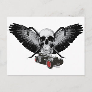 Rat Rod Skull & Crowbars Briefkaart