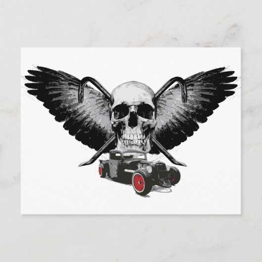 Rat Rod Skull & Crowbars Briefkaart (Voorkant)