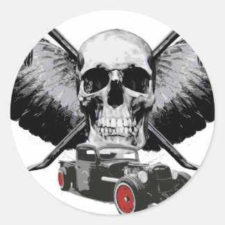 Rat Rod Skull & Crowbars Ronde Sticker