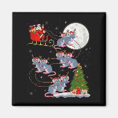 Rat Rodents Santa Sleigh Flying Funny Magical Chri Magneet (Voorkant)
