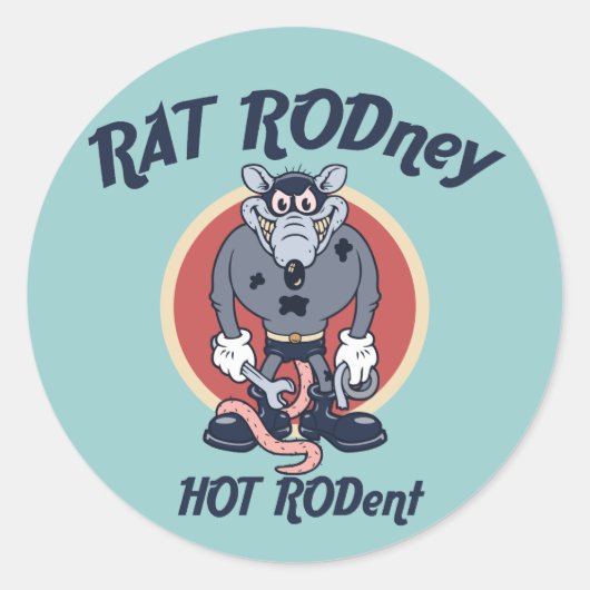 Rat Rodney Ronde Sticker (Voorkant)