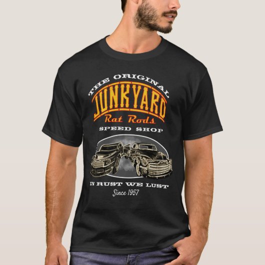 Rat Rods Junkyard Speed Shop Custom Name T-shirt (Voorkant)