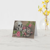 Rat Roos Skull Note Card Kaart (Gele Bloem)
