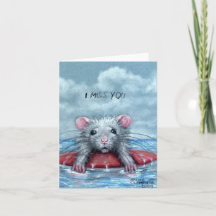 Rat Sad Surfer, ik Miss You Note Card Kaart