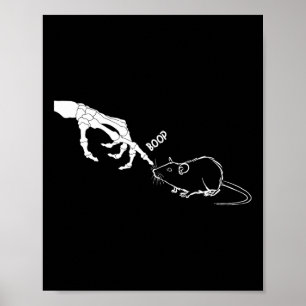 Rat Scary Skeleton Hand Boop Spooky Halloween Poster