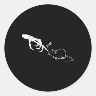 Rat Scary Skeleton Hand Boop Spooky Halloween Ronde Sticker
