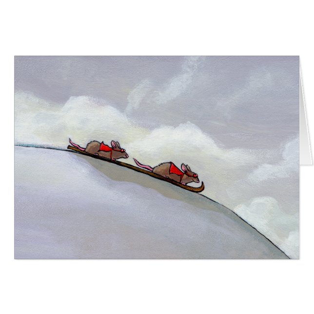 Rat ski team kunst schilderij skiën renratten (Voorkant Horizontaal)