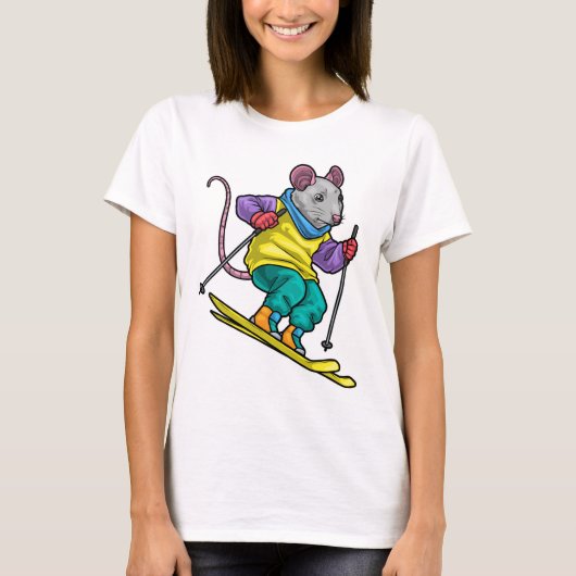 Rat Skiloper Ski Wintersporten T-shirt (Voorkant)