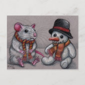 Rat Snowman in sjaal Briefkaart (Voorkant)