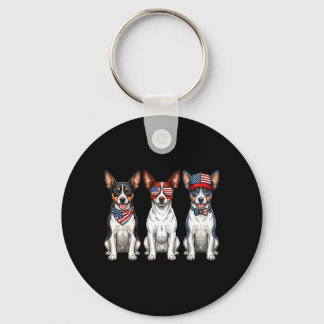Rat Terrier 4 juli Amerikaanse vlag Hond Sleutelhanger
