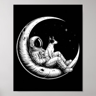 Rat Terrier Astronaut Galaxy Moon Hondenliefhebber Poster