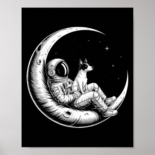 Rat Terrier Astronaut Galaxy Moon Hondenliefhebber Poster (Voorkant)