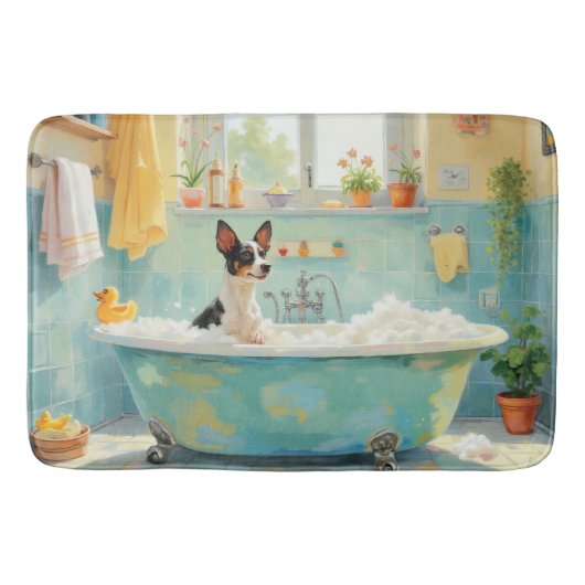 Rat Terrier badtijd speelse badkamer decor Badmat (Voorkant)