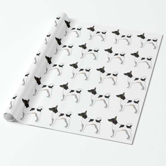 Rat Terrier Basic Breed Silhouette Design Cadeaupapier (Uitgerold)