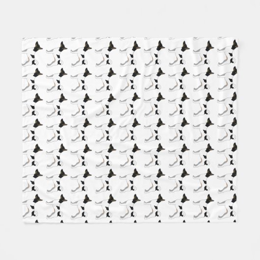 Rat Terrier Basic Breed Silhouette Illustratie Fleece Deken (Voorkant (Horizontaal))