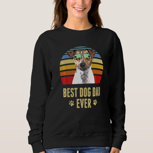 Rat Terrier Best Dog Dad Ever Retro Sunset Trui (Voorkant)