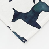 Rat Terrier Black Waterverf Hondenras Silhouette Fleece Deken (Hoek)