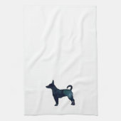Rat Terrier Black Waterverf Hondenras Silhouette Theedoek (Verticaal)