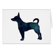 Rat Terrier Black Waterverf Silhouette (Voorkant Horizontaal)
