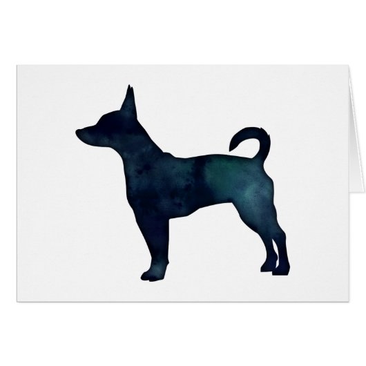 Rat Terrier Black Waterverf Silhouette (Voorkant Horizontaal)
