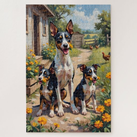 Rat Terrier Boerderij Tuin Kunst Legpuzzel (Verticaal)