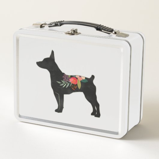 Rat Terrier CC Dog Boho Floral Silhouette (Voorkant)