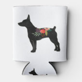 Rat Terrier CC Dog Boho Floral Silhouette Blikjeskoeler (Voorkant)