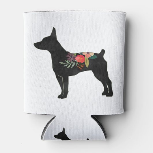 Rat Terrier CC Dog Boho Floral Silhouette Blikjeskoeler (Voorkant)