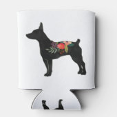 Rat Terrier CC Dog Boho Floral Silhouette Blikjeskoeler (Achterkant)