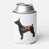 Rat Terrier CC Dog Boho Floral Silhouette Blikjeskoeler (Blikje Achterkant)