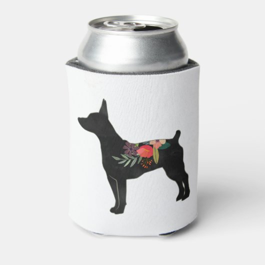 Rat Terrier CC Dog Boho Floral Silhouette Blikjeskoeler (Blikje Achterkant)