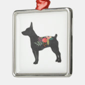 Rat Terrier CC Dog Boho Floral Silhouette Metalen Ornament (Links)