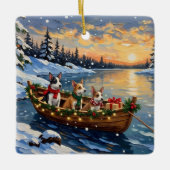 Rat Terrier Christmas Boat Holiday Keramisch Ornament (Voorkant)