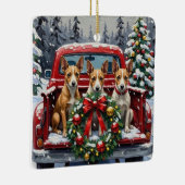 Rat Terrier Christmas Red Truck Holiday Keramisch Ornament (Rechts)