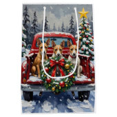 Rat Terrier Christmas Red Truck Holiday Medium Cadeauzakje (Achterkant)