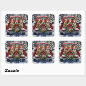 Rat Terrier Christmas Red Truck Holiday Vierkante Sticker (Vel)