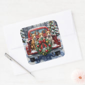 Rat Terrier Christmas Red Truck Holiday Vierkante Sticker (Envelop)