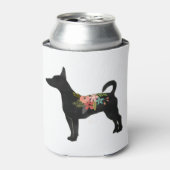 Rat Terrier CN Dog Boho Floral Silhouette Blikjeskoeler (Blikje Voorkant)