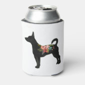Rat Terrier CN Dog Boho Floral Silhouette Blikjeskoeler (Blikje Achterkant)