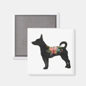 Rat Terrier CN Dog Boho Floral Silhouette Magneet (Voorkant / Achterkant)