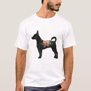 Rat Terrier CN Dog Boho Floral Silhouette T-shirt
