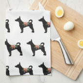 Rat Terrier CN Dog Boho Floral Silhouette Theedoek (Quarter Fold)