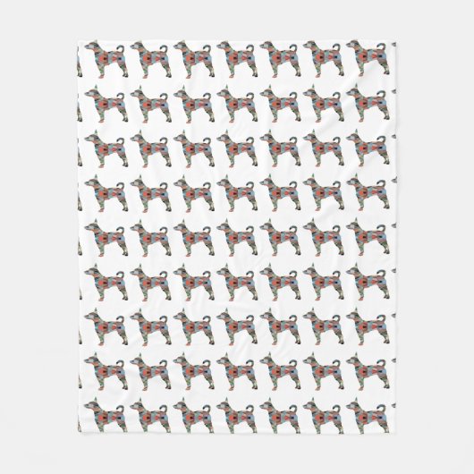 Rat Terrier Colorful Geometric Pattern Silhouette Fleece Deken (Voorkant)