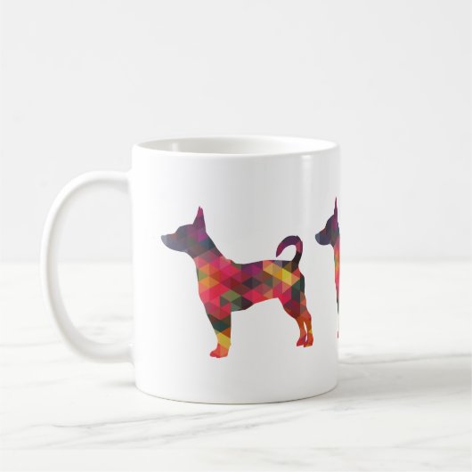 Rat Terrier Colorful Geometric Pattern Silhouette Koffiemok (Links)