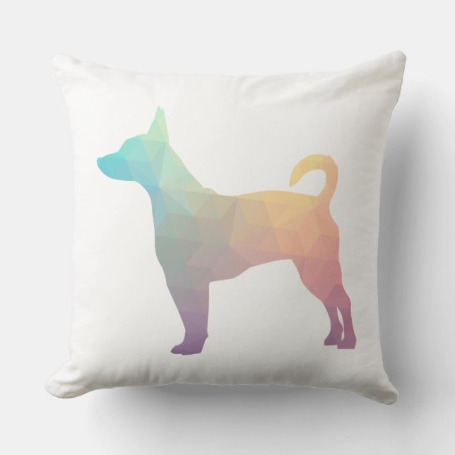 Rat Terrier Colorful Geometric Pattern Silhouette Kussen (Voorkant)