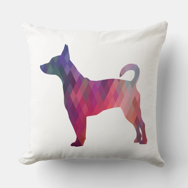 Rat Terrier Colorful Geometric Pattern Silhouette Kussen (Voorkant)