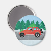 Rat Terrier die een kerstauto met een boom bestuur Magneet (Voorkant / Achterkant)