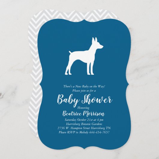 Rat Terrier Dog Baby shower Blue Boy Kaart (Voorkant / Achterkant)